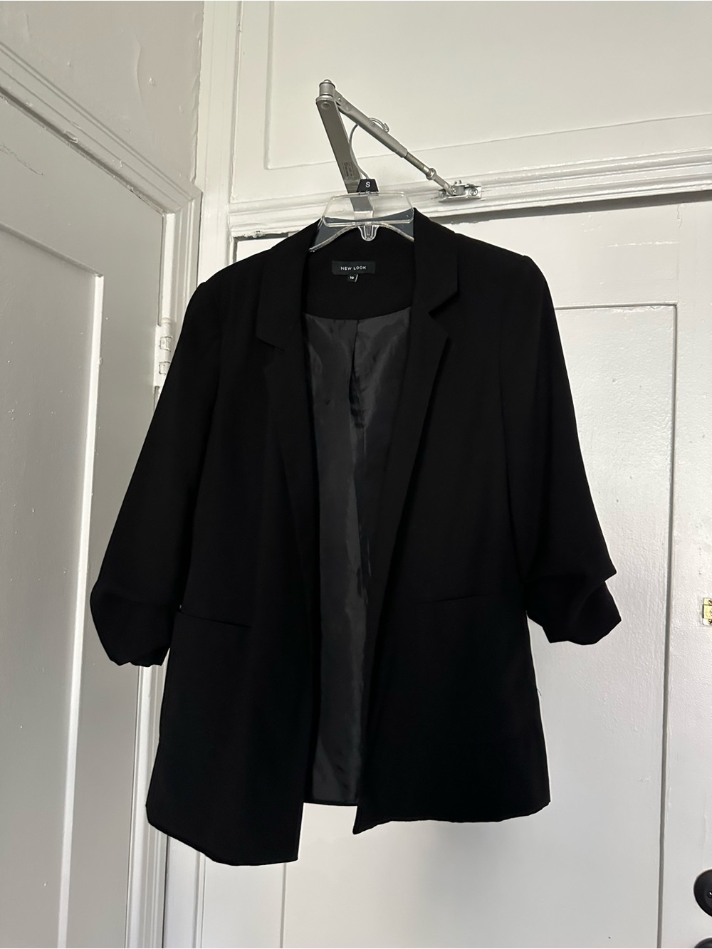 New Look Black Draped Open-Front Blazer